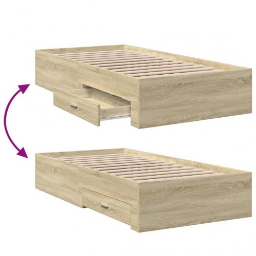 Sengeramme med 2 skuffer 100 x 200 cm - sonoma-eg