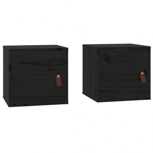 Vægskabe 2 stk. 31,5×30×30 cm i massivt fyrretræ - sort