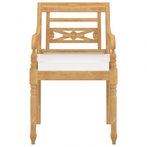 Batavia-stole 8 stk. med hynder massivt teaktræ