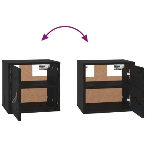 Vægskabe 2 stk. 31,5×30×30 cm i massivt fyrretræ - sort