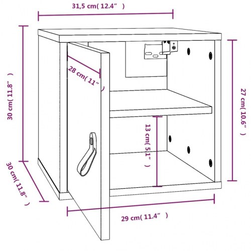 Vægskabe 2 stk. 31,5×30×30 cm i massivt fyrretræ - sort