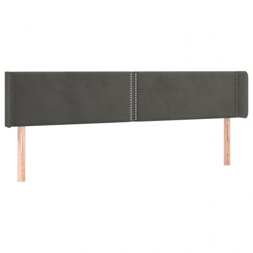 Sengegavl med LED-lys 183 x 16 x 78/88 cm fløjl - mørkegrå