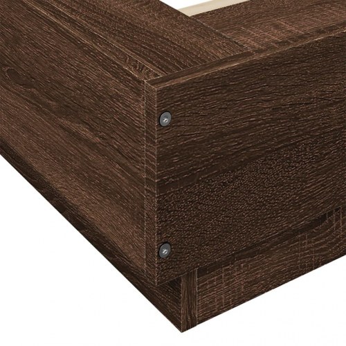 Sengeramme med LED-lys 75 x 190 cm - brun egetræ