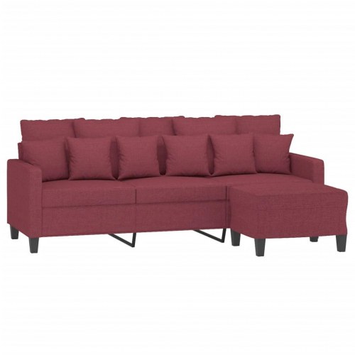 3-personers sofa med fodskammel 198 cm - stof, vinrød