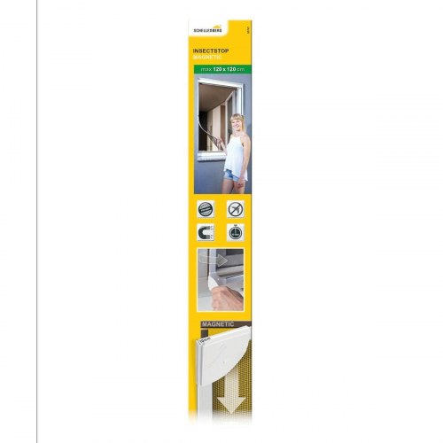 Schellenberg magnetisk myggenet med ramme, glasfiber, hvid 100 × 120 cm