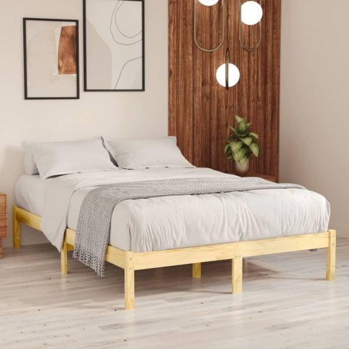 Sengeramme 135 x 190 cm i massivt fyrretræ - ubehandlet