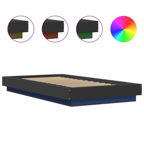Sengeramme med LED-lys 75 x 190 cm - sort