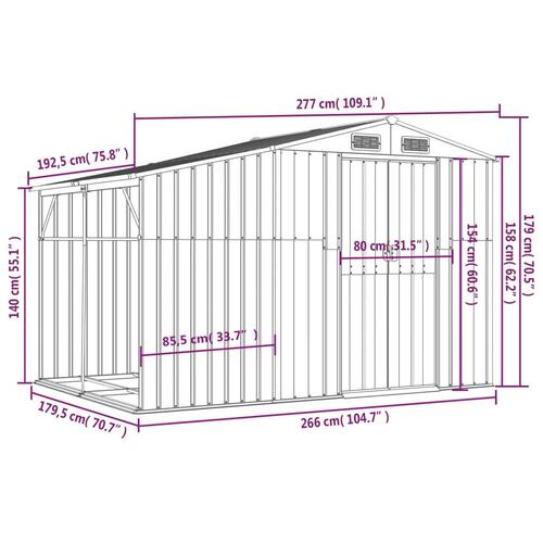 Haveskur 277x192,5x179 cm galvaniseret stål lysebrun