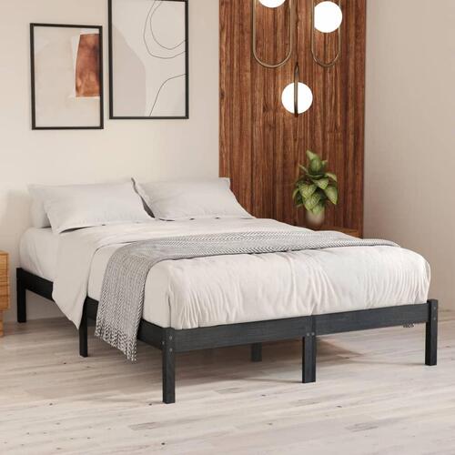Sengeramme 135x190 cm Double massivt fyrretræ grå