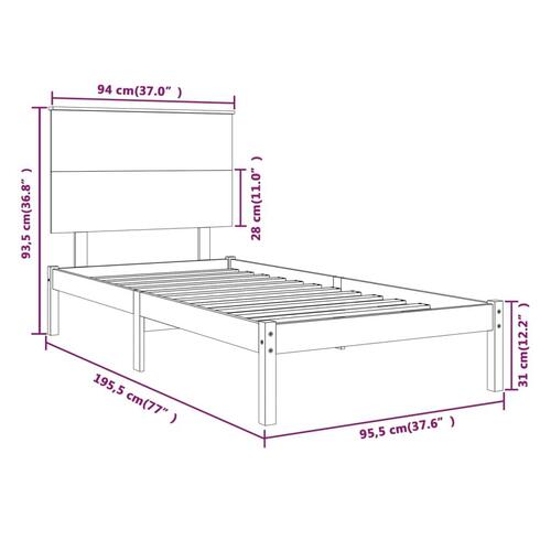 Sengeramme 90x190 cm massivt træ