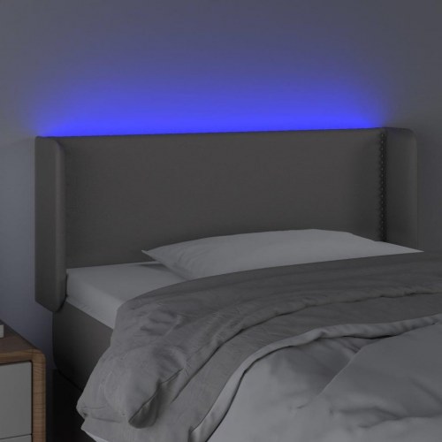 Sengegavl med LED-lys i kunstlæder 103 x 16 x 78/88 cm - grå
