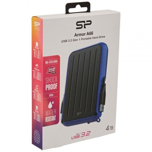 Silicon Power Armor A66 ekstern harddisk 4 TB (USB 3.2, sort)