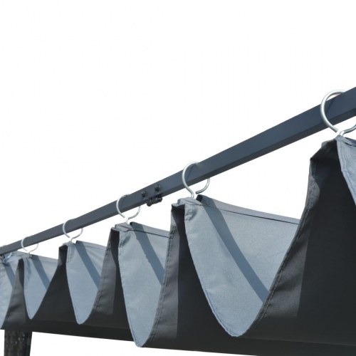 Pavillon med glidetag polyrattan 400x400x200 cm grå antracitgrå