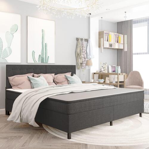 Seng med madras 200x200 cm stof mørkegrå