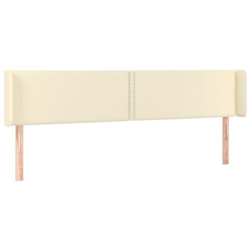 Sengegavl med LED-lys 163x16x78/88 cm kunstlæder cremefarvet