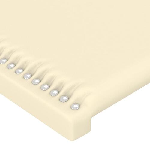 Sengegavl med LED-lys 163x16x78/88 cm kunstlæder cremefarvet