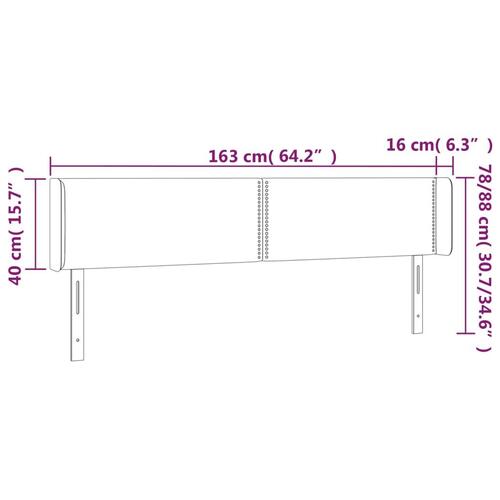 Sengegavl med LED-lys 163x16x78/88 cm kunstlæder cremefarvet