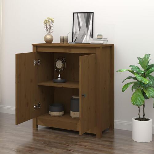 Skænk 70x35x80 cm massivt fyrretræ gyldenbrun