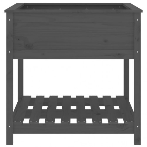 Plantekasse med hylde 82,5x82,5x81 cm massivt fyrretræ grå