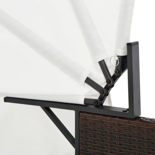 2-personers solseng med baldakin polyrattan brun