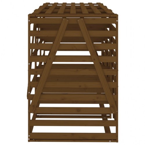 Tredobbelt skraldespandsskjuler massivt fyrretræ gyldenbrun