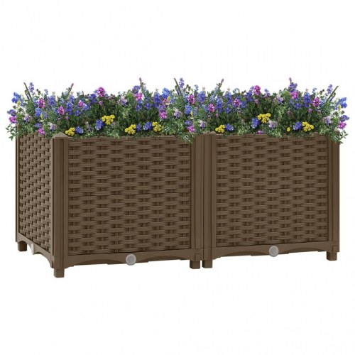 Højbed 80×40×38 cm i polypropylen - brun plantekasse