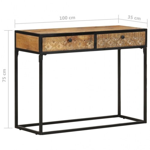 Konsolbord med 2 skuffer 100 x 35 x 75 cm - massivt mangotræ
