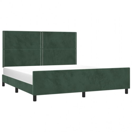 Sengeramme med sengegavl 180×200 cm - fløjl, mørkegrøn