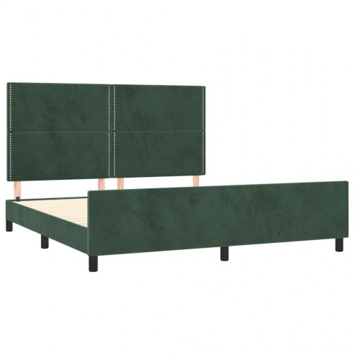 Sengeramme med sengegavl 180×200 cm - fløjl, mørkegrøn