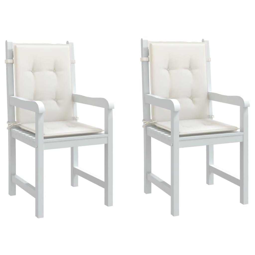 Stolehynder med lav ryg 2 stk. 100x50x4 cm stof cremefarvet
