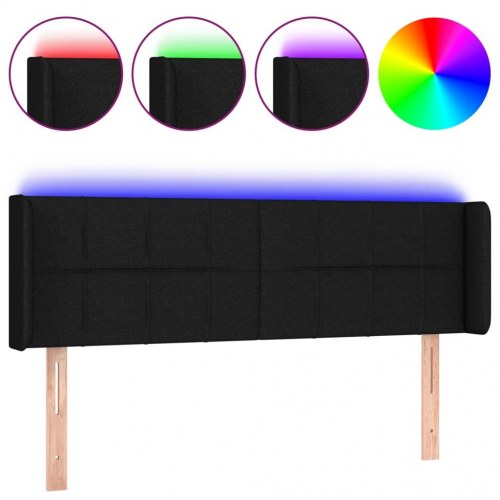 Sengegavl med LED-lys 147 x 16 x 78/88 cm - sort
