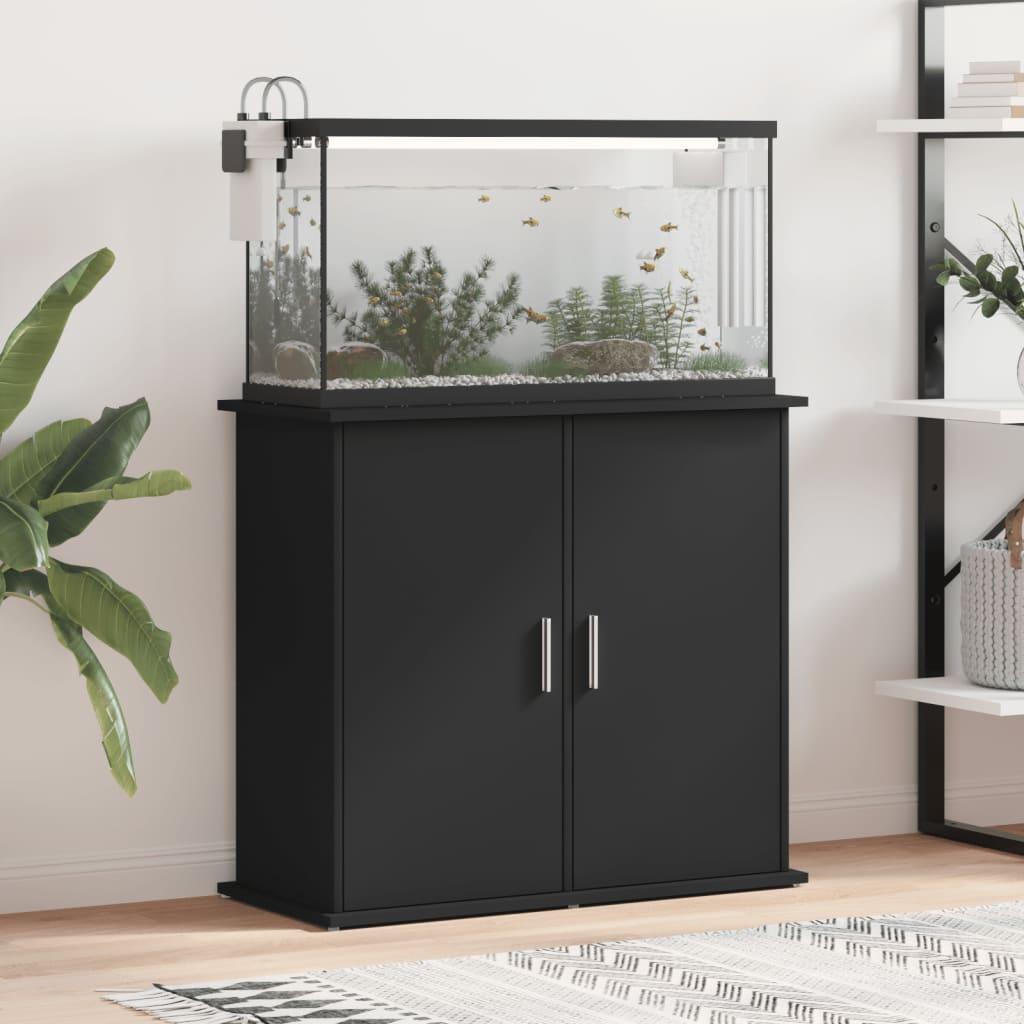Akvariebord 81x36x73 Konstrueret Træ Sort