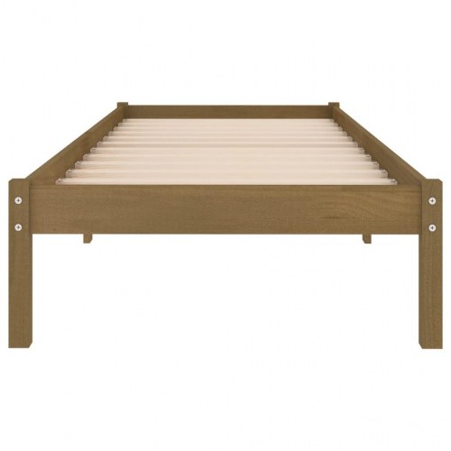 Sengeramme 90x200 cm massivt fyrretræ gyldenbrun