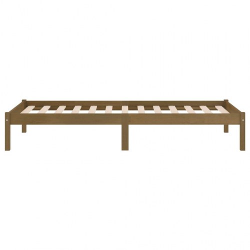 Sengeramme 90x200 cm massivt fyrretræ gyldenbrun