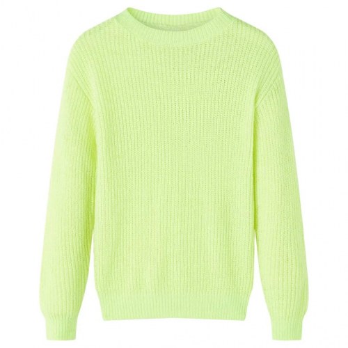 Børnesweater str. 128 - neongul