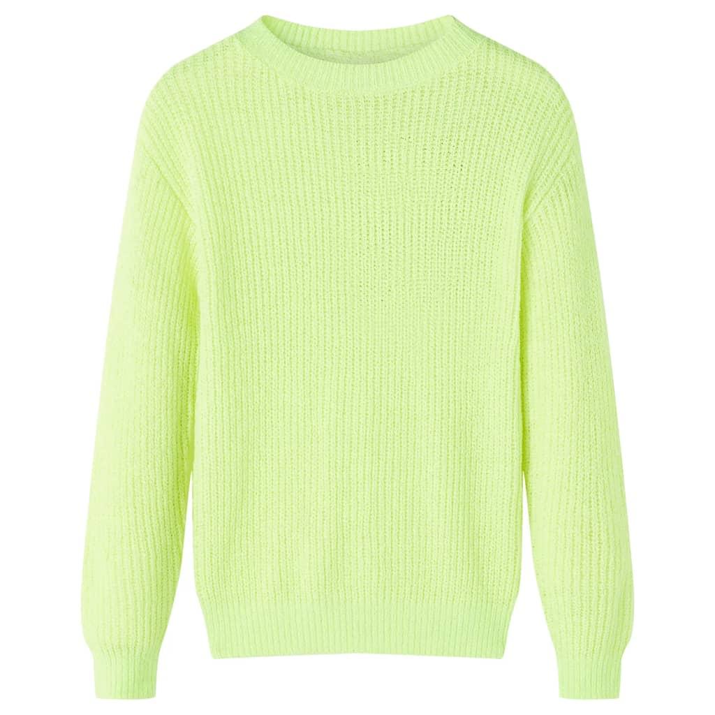 Sweater til børn str. 128 strikket neongul