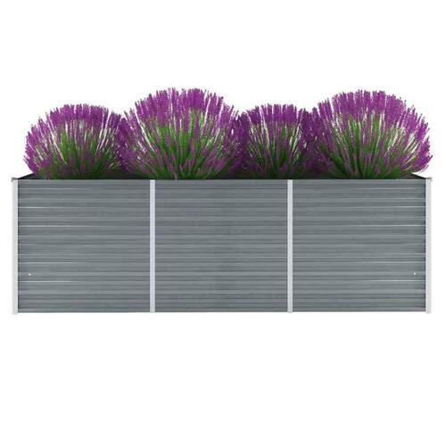 Forhøjet plantekasse 240x80x77 cm galvaniseret stål grå