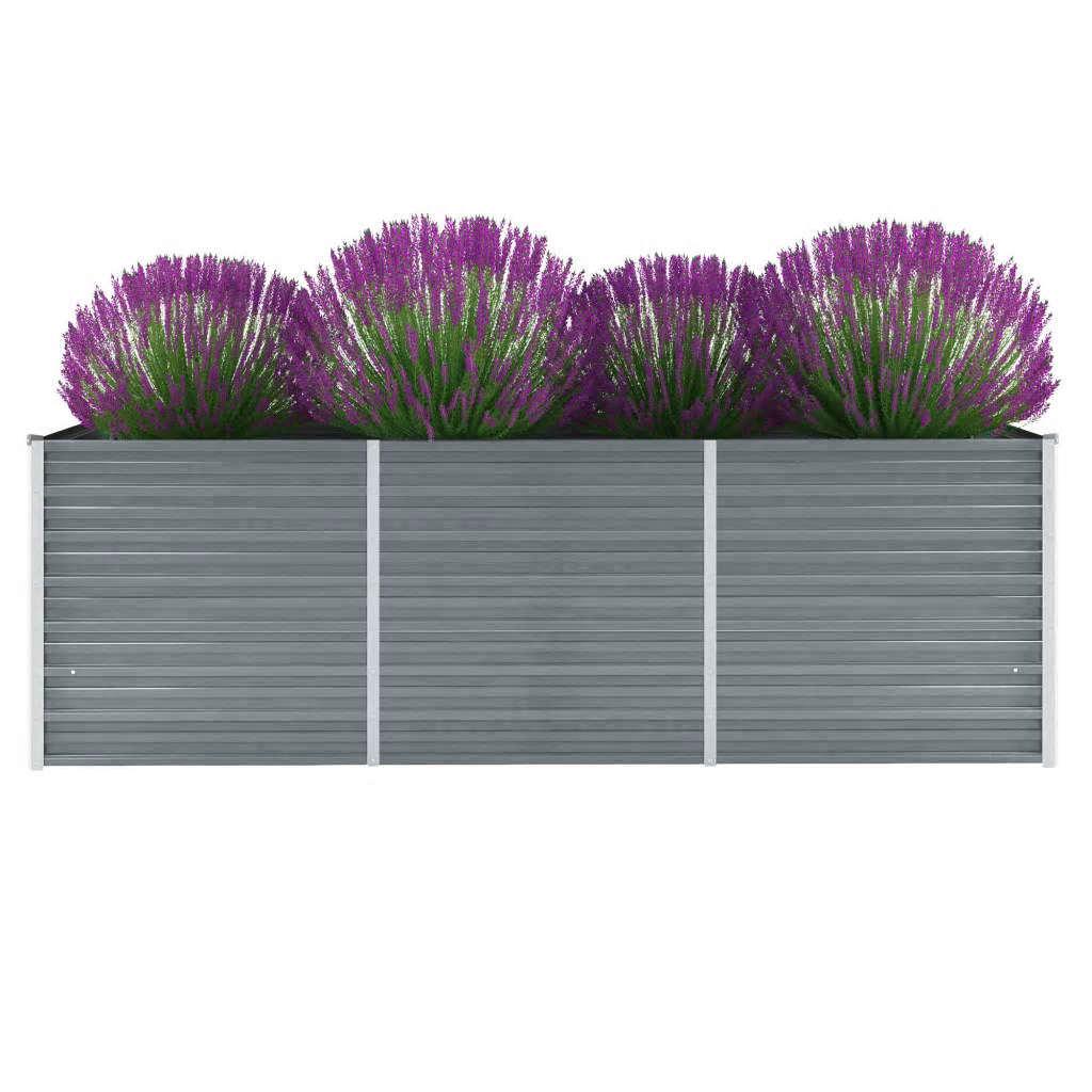 Forhøjet plantekasse 240x80x77 cm galvaniseret stål grå
