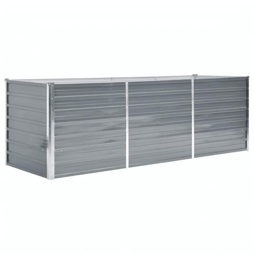 Forhøjet plantekasse 240x80x77 cm galvaniseret stål grå