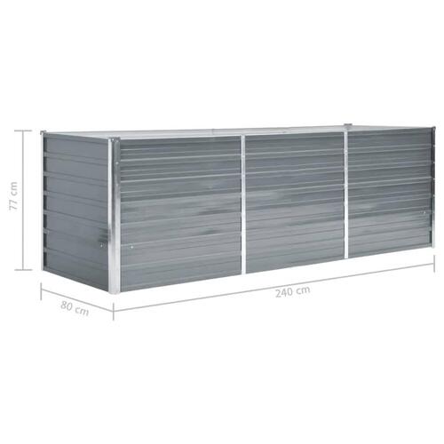 Forhøjet plantekasse 240x80x77 cm galvaniseret stål grå
