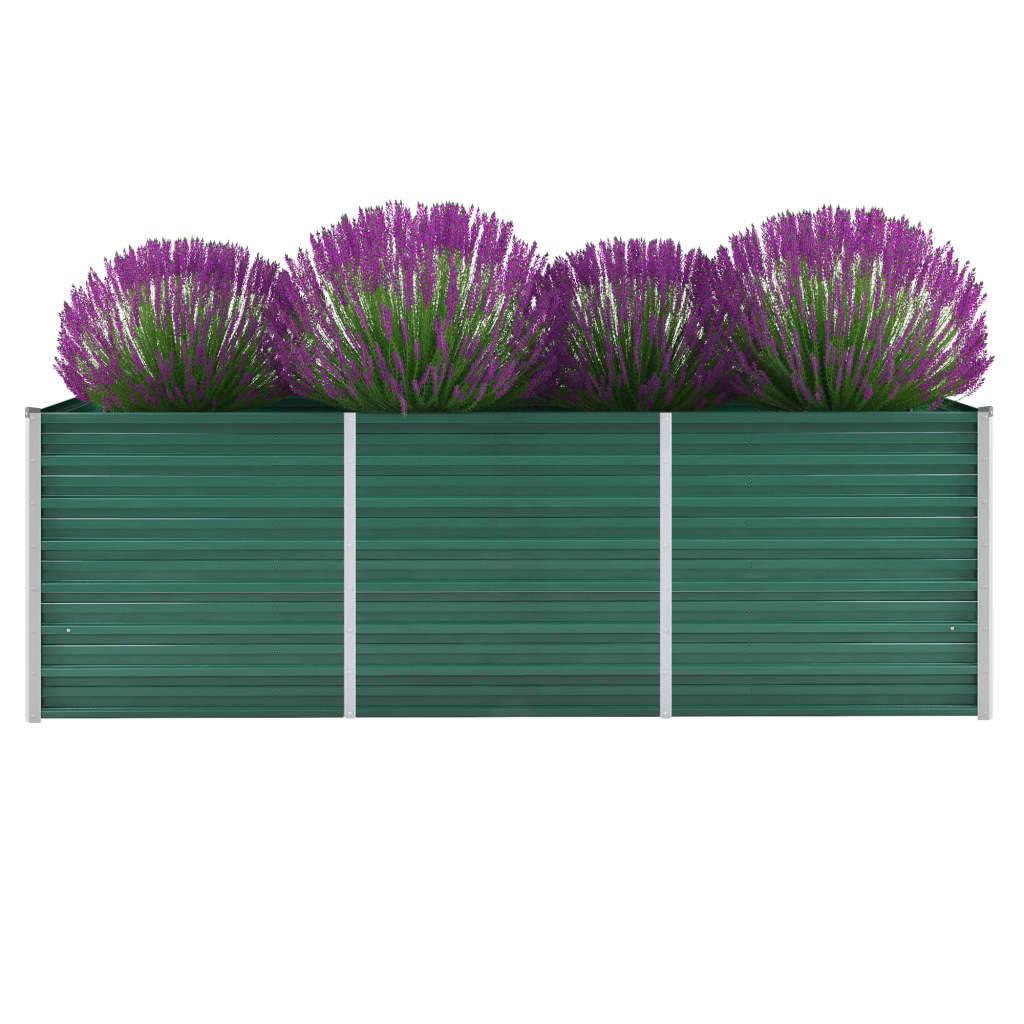Forhøjet plantekasse 240x80x77 cm galvaniseret stål grøn