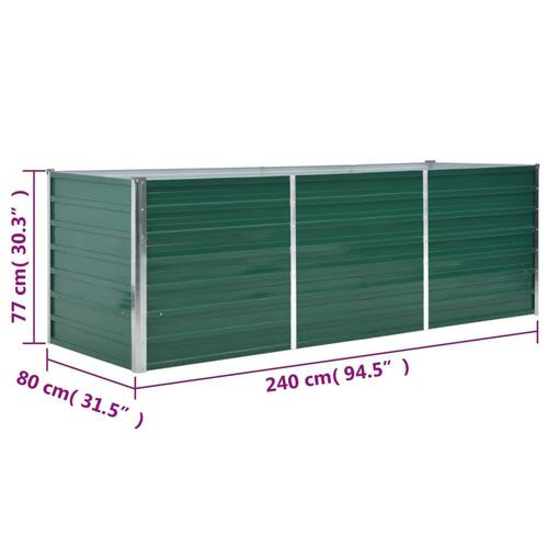 Forhøjet plantekasse 240x80x77 cm galvaniseret stål grøn