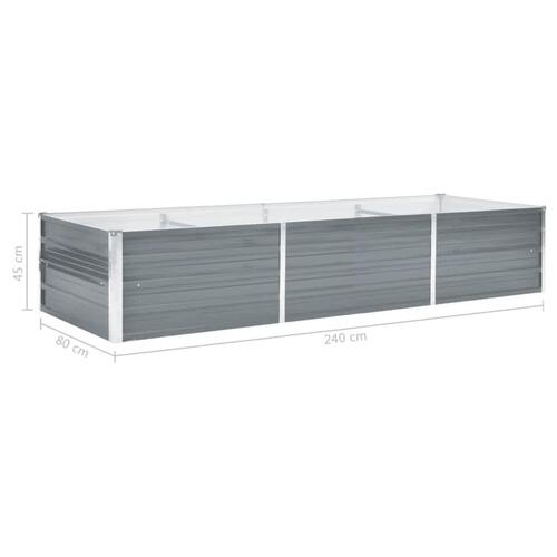 Forhøjet plantekasse 240x80x45 cm galvaniseret stål grå