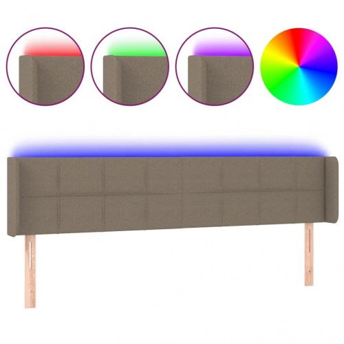 Sengegavl med LED-lys 183 x 16 x 78/88 cm stof gråbrun