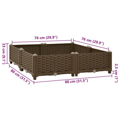 Højbed 80x80x23 cm polypropylen