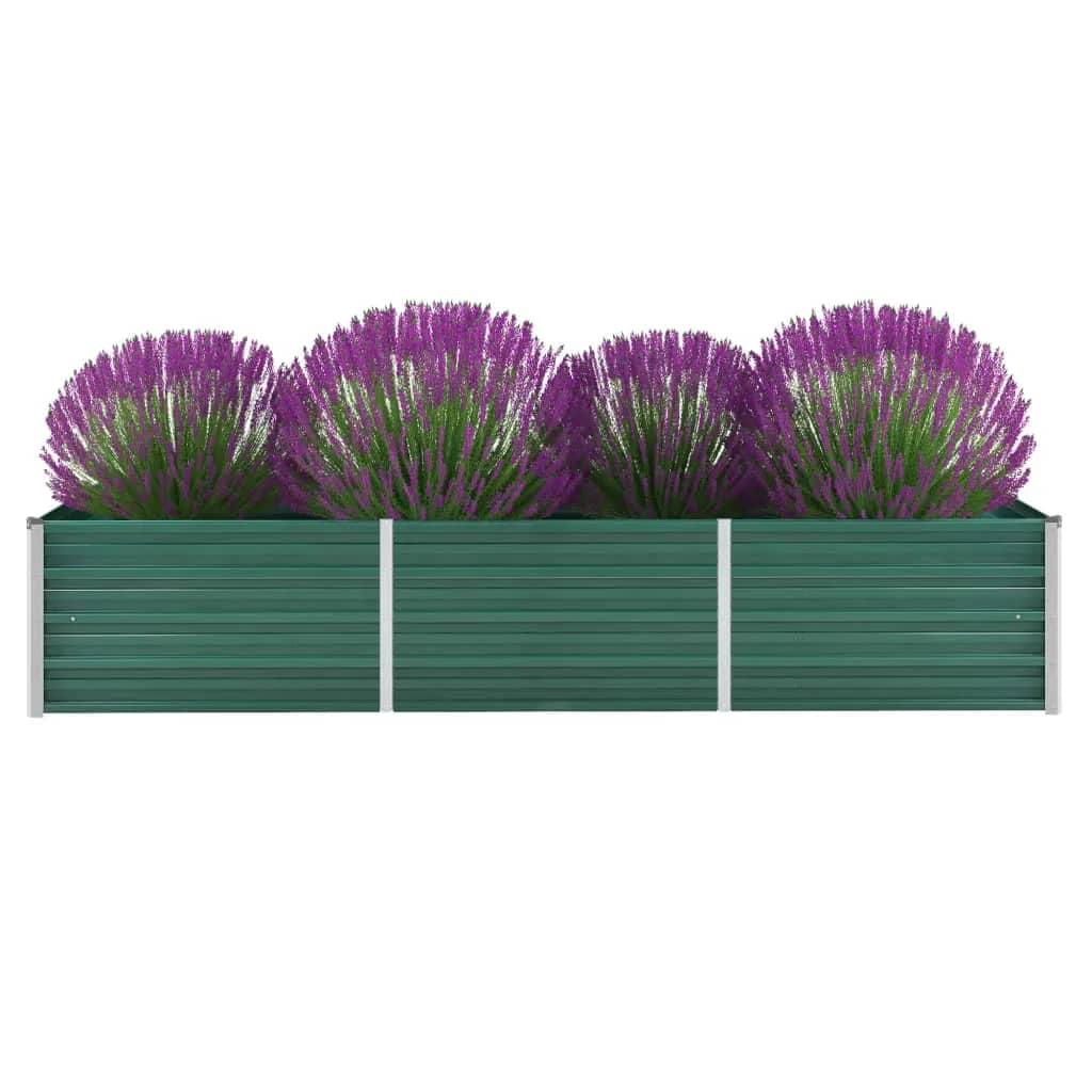 Forhøjet plantekasse 240x80x45 cm galvaniseret stål grøn