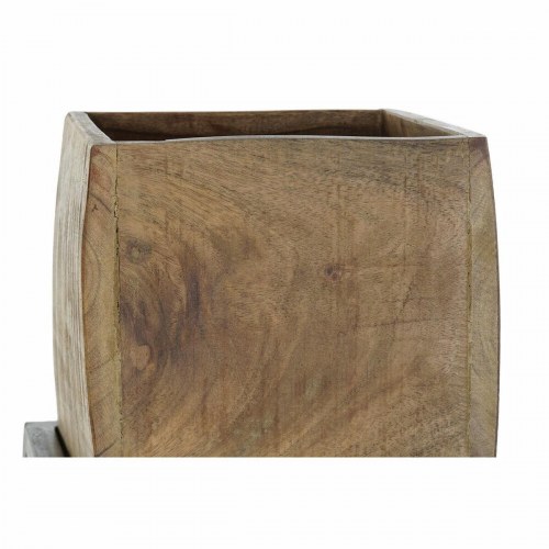Urtepotte i mangotræ og metal - brun/sort, moderne, 40 × 40 × 120/138 cm