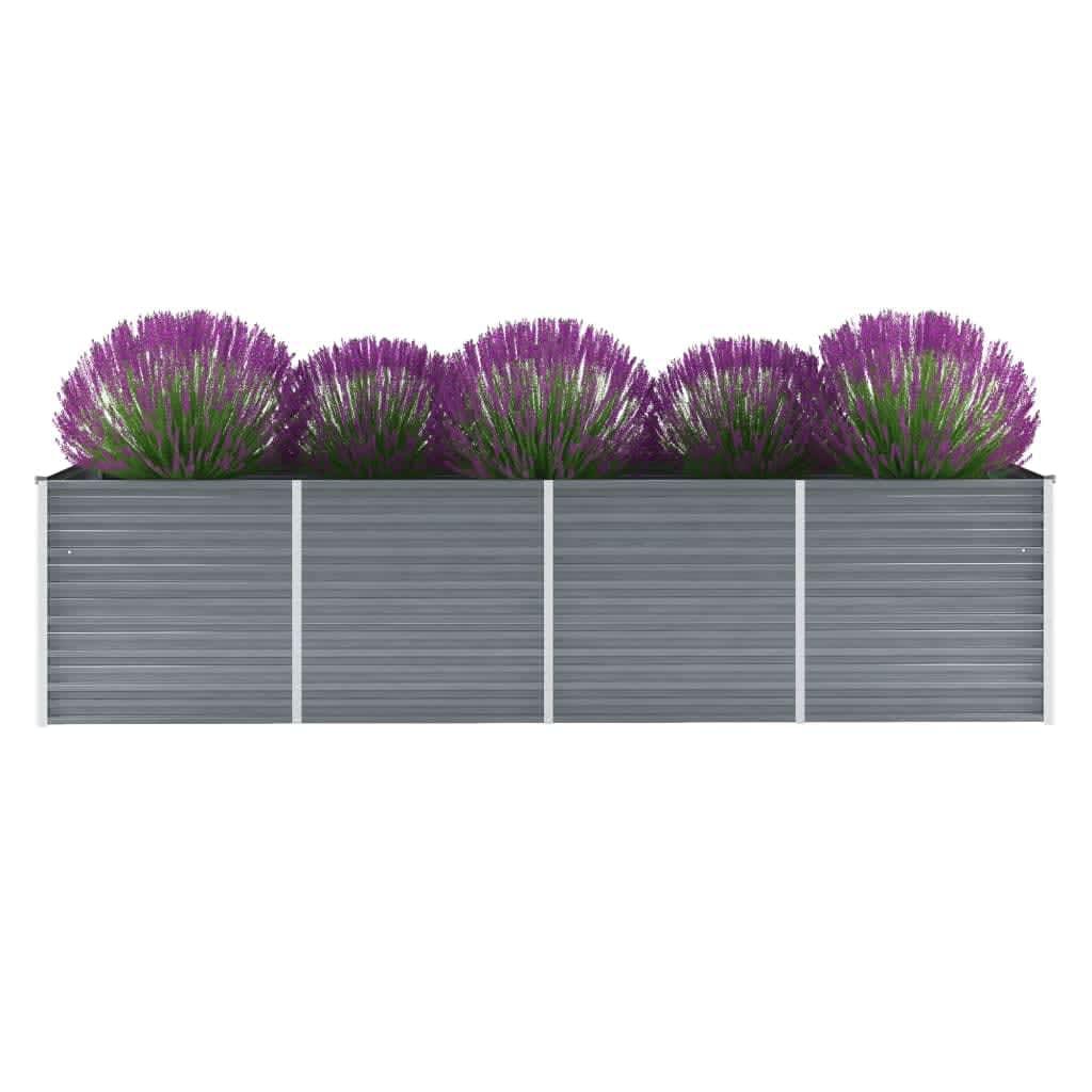 Forhøjet plantekasse 320x80x77 cm galvaniseret stål grå