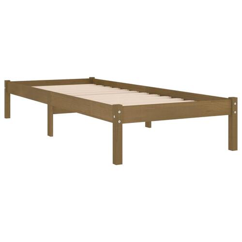 Sengeramme 100x200 cm massivt fyrretræ gyldenbrun