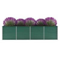 Forhøjet plantekasse 320x80x77 cm galvaniseret stål grøn